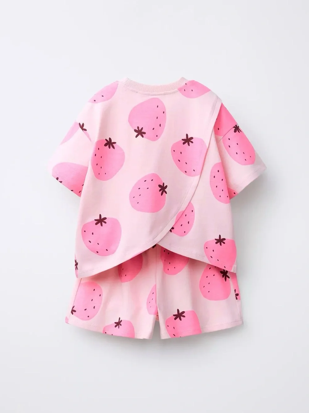 Kids Pink Strawberry Print Pajama Set